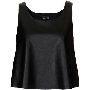 Topshop Tall Black Faux Leather Tank sz 8